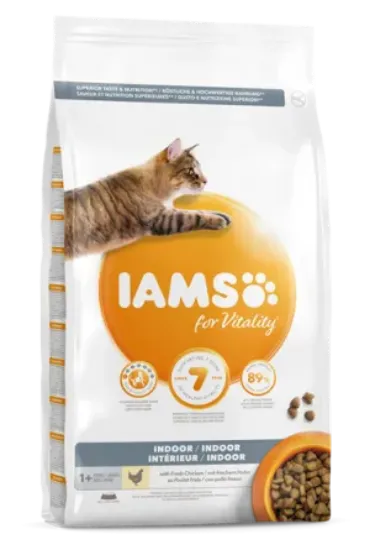 Снимка на Iams Vitality Indoor - Пълноценна суха храна за израснали домашни котки със сушено пилешко и пуешко месо, 800 гр.