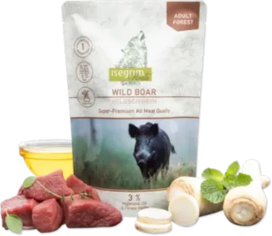 Снимка на Isegrim Monoprotein - Висококачествен пауч за израснали кучета с месо от див глиган, 410 гр./ 2 пакета