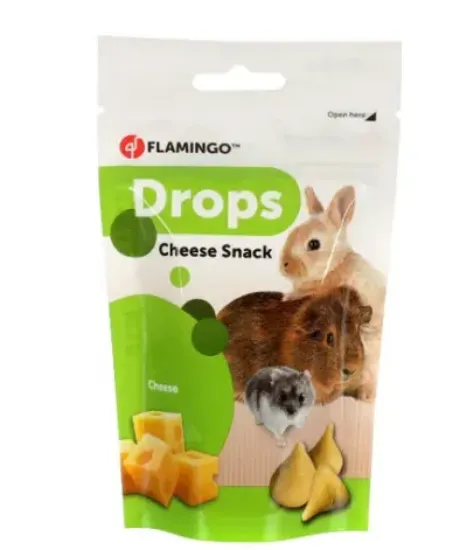 Снимка на Flamingo Snacks Drops Cheese - Вкусен снакс за гризачи със сирене, 75 гр.