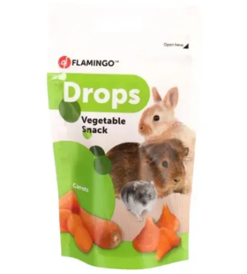 Снимка на Flamingo Snacks Drops Carrot - Снакс за гризачи с морков, 75 гр.