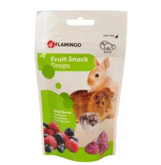 Снимка на Flamingo Snacks Drops Forest fruit - Снакс за гризачи с горски плодове, 75 гр.