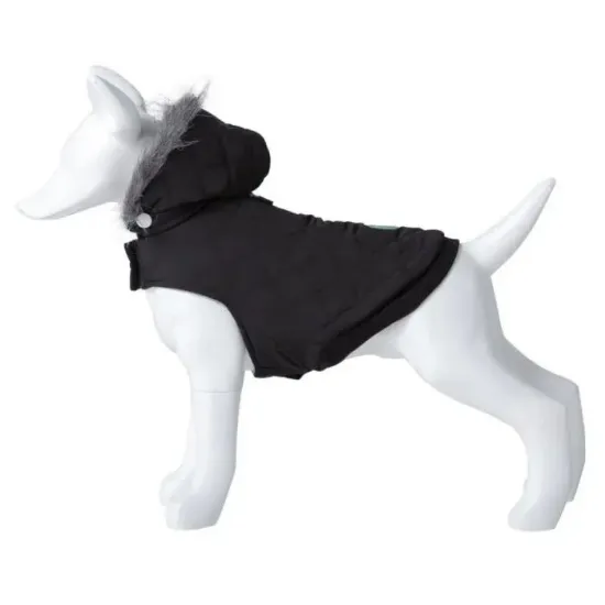 Снимка на Freedog Abrigo Lane Negro - Модерно палто за кучета с качулкa, 35 см.