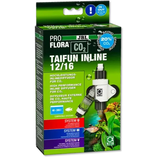 Снимка на JBL Proflora CO2 Taifun Inline 16-22 - Високоефективен CO2 дифузор за монтаж във филтърен маркуч на външен филтър, 160- 600 Литра