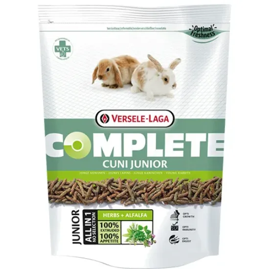 Снимка на Versele Laga Cuni Junior Complete – Пълноценна храна за подрастващи зайци (джудже) от 6 до 8 месеца, 500 гр.