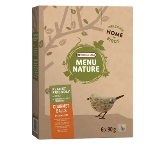 Снимка на Versele Laga - Menu Nature Gourmet Balls with Insects – Допълваща за храна за диви птици под формата на маслени топки с насекоми, 6 броя х 90 гр.