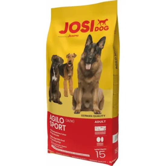 Снимка на Josera Agilo Sport Adult - Пълноценна суха храна за израснали и активни спортуващи кучета, с пилешко месо, сушена сьомга и ориз, 15 кг.