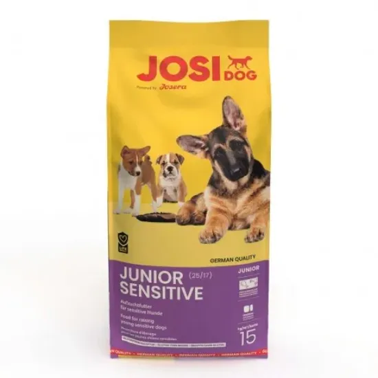 Снимка на Josera JosiDog Junior Sensitive - Пълноценна храна за чувствителни млади кучета на възраст от осем седмици с пилешко месо, 15 кг.