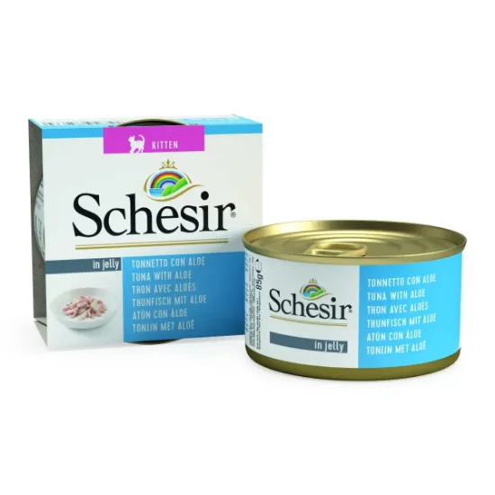 Снимка на Schesir Kitten Tuna with Aloe - Консерва за котенца до 12 месеца с риба тон и алое в желе 85 гр./ 3 броя