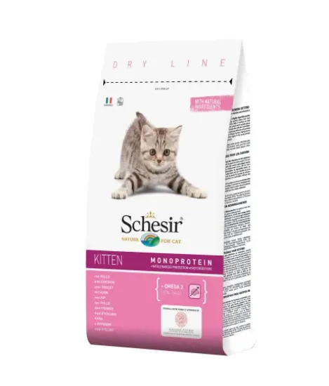 Снимка на Schesir Kitten with Chicken - Пълноценна суха храна за подрастващи котки от 1 до 12 месеца с пилешко месо, 1.5 кг.