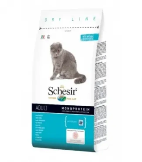 Снимка на Schesir Maintenance with Fish - Пълноценна суха храна за израснали котки с бяла риба, 1.5 кг.