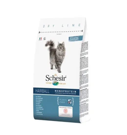 Снимка на Schesir Hairball with Chicken -Пълноценна суха храна за израснали дългокосмести котки, против топки косми, с пилешко месо, 1.5 кг.