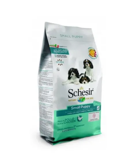 Снимка на Schesir MIN Puppy Monoprotein - Пълноценна суха храна за подрастващи кучета от малки и мини породи с пилешко месо, 2 кг.