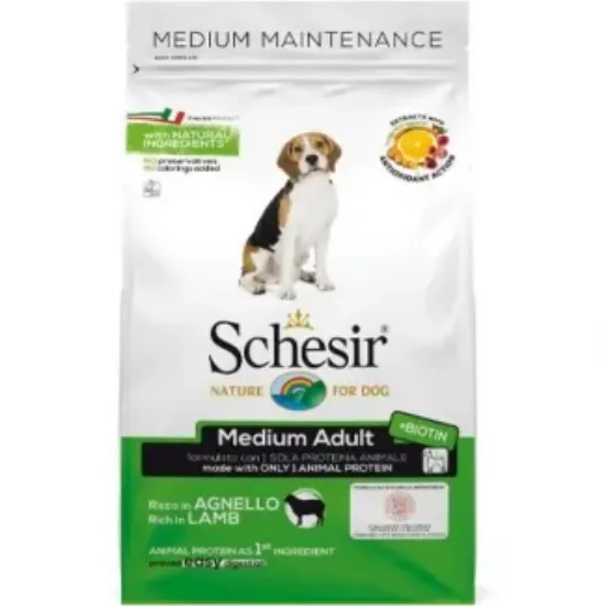 Снимка на Schesir Medium Adult - Пълноценна суха храна за израснали кучета от средни породи с агнешко месо, 12 кг.