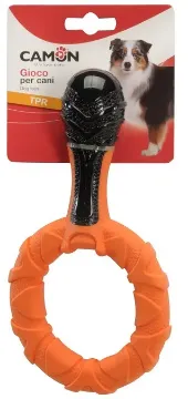 Показвай детайлите за Camon Dog toy - Играчка за куче - TPR двуцветен дъмбел с халка 21 см. Снимка на Camon Dog toy - Играчка за куче - TPR двуцветен дъмбел с халка 21 см.