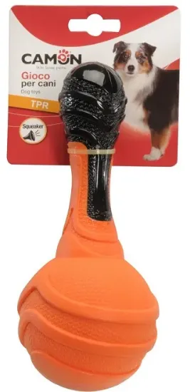 Снимка на Camon dog toy Dumbbell - Играчка за куче - TPR двуцветен дъмбел с топка и пищял, 20 см.