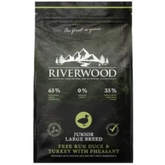 Снимка на Riverwood Junior - Пълноценна суха храна за кучета от едри породи от 3 до 24 месеца с патешко месо, 12 кг.