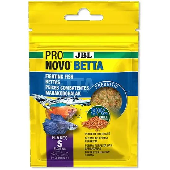 Снимка на JBL Pronovo Betta Flakes - Основна пълноценна храна за аквариумни рибки, люспи с размер S / за бойни риби с размер 3-10 см./ 100 мл.
