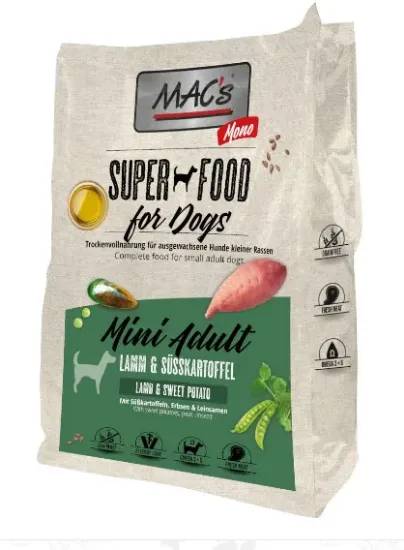 Снимка на Mac's Monoprotein Mini - Пълноценна суха храна с агнешко месо за малки породи, 3 кг.