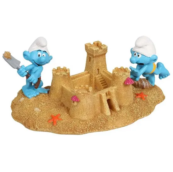 Снимка на Duvo Plus Smurfs - Декорация за аквариуми във форма на пясъчен замък, 21,1x11,5x8,8 см.