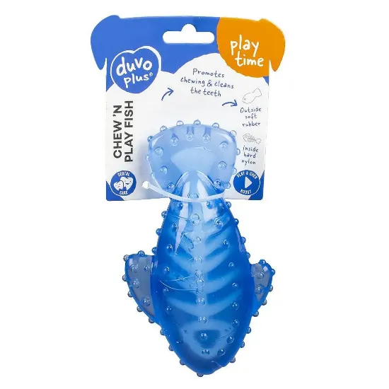 Снимка на Duvo Plus Chew'N Play - Играчка за кучета от TPR и найлон във форма на риба,16,7Х9,9Х6 см.