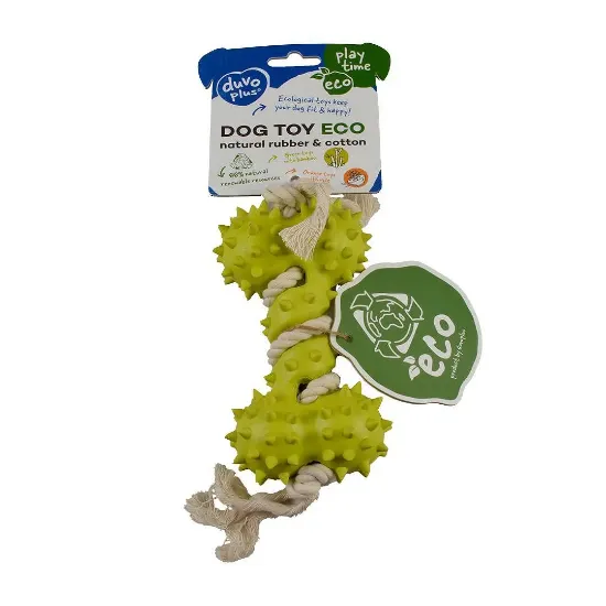 Снимка на Duvo Plus Eko - Играчка за кучета за дъвчене и дърпане от естествена гума, бамбукови и оризови фибри, 27x8,5x5 см.