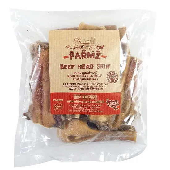 Снимка на Duvo Plus Farmz - Лакомство за кучета, кожа от телешки глави, 250 гр.