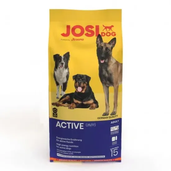 Снимка на Josera JosiDog Active - Пълноценна, високоенергийна суха храна за активни възрастни кучета с пилешко и ориз, 15 кг.