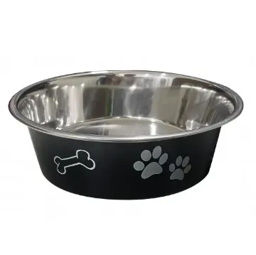 Показвай детайлите за Anipro Paws No Slip - Метална неплъзгаща се купа за кучета и котки, черна 14 см, 400 мл. Снимка на Anipro Paws No Slip - Метална неплъзгаща се купа за кучета и котки, черна 14 см, 400 мл.