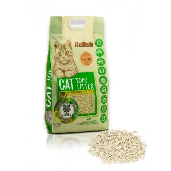Снимка на Relish Cat Tofu Litter - Биоразградима котешка постелка тофу Натурал 6 л./2 .5 кг