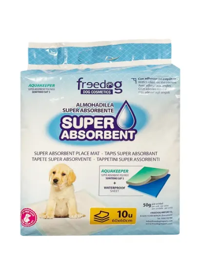 Снимка на Freedog Super Absorbent Pee Pads - Супер абсорбиращи постелки за кучета, 60/60 см. - 10 броя в пакет