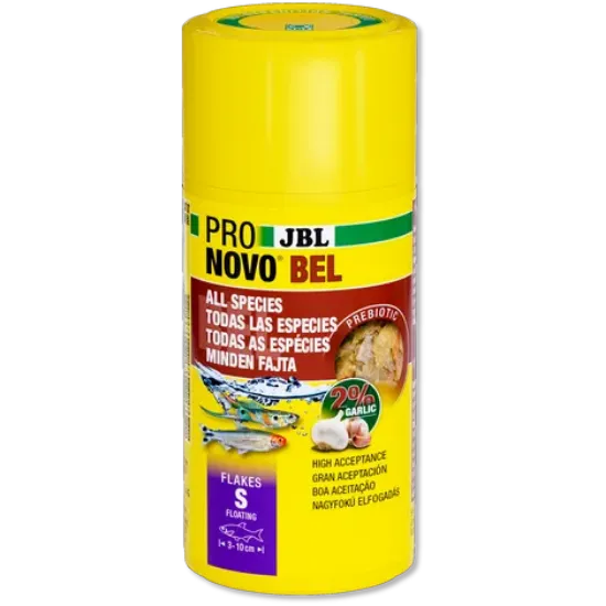 Снимка на JBL Pronovo Bel Flakes S - Основна храна на люспи в размер S за всички аквариумни рибки от 3-10 см, 100 мл.
