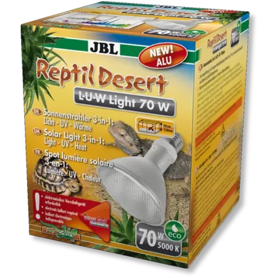 Снимка на JBL ReptilDesert L-U-W Light alu - Металхалогенна слънчева светлина (прожектор) за пустинни терариуми, 70W