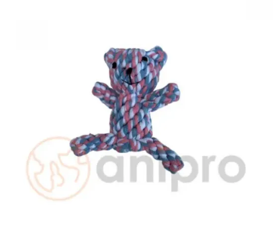 Снимка на Anipro Play - Въжена играчка за кучета под формата на мече, 12 см. 110 гр.