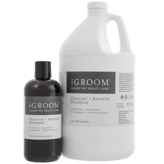 Снимка на Igroom Charcoal Keratin Shampoo - Шампоан за кучета с въглен и кератин за всички видове козина, 3,78 л.