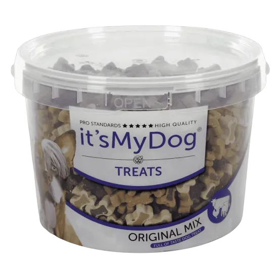 Снимка на It's My Dog Treats Original Mix - Допълваща храна за кучета, вкусни малки лакомства/ награди с форма на кокал, 1.8 кг.