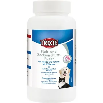 Показвай детайлите за Trixie Flea and Tick Protection Powder - Пудра за защита от бълхи и кърлежи за кучета и котки, 150 гр. 1 - MyPetShop.bg Снимка на Trixie Flea and Tick Protection Powder - Пудра за защита от бълхи и кърлежи за кучета и котки, 150 гр. 1