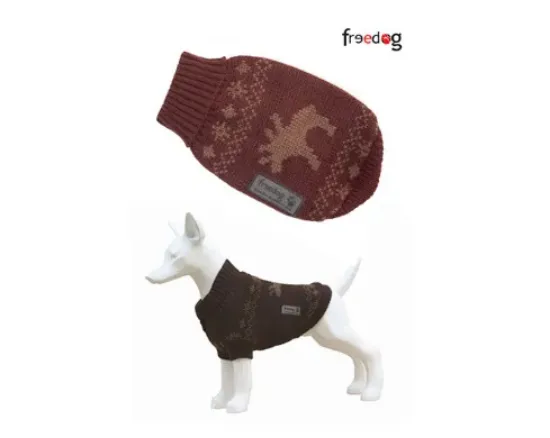 Снимка на Freedog Jersey Elk color Marron - Модерен пуловер за кучета, тъмно кафяв, 15 см.