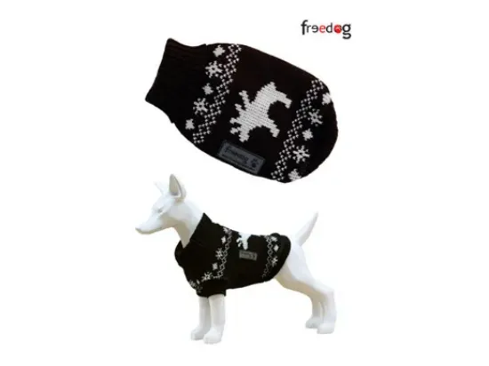 Снимка на Freedog Jersey Elk color negro - Модерен пуловер за кучета, черен , 15 см.