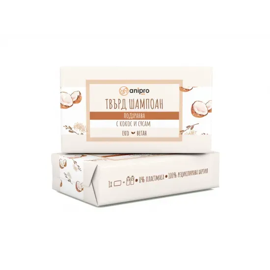 Снимка на Anipro - Подхранващ твърд шампоан за кучета с кокос и сусам, 60 гр.