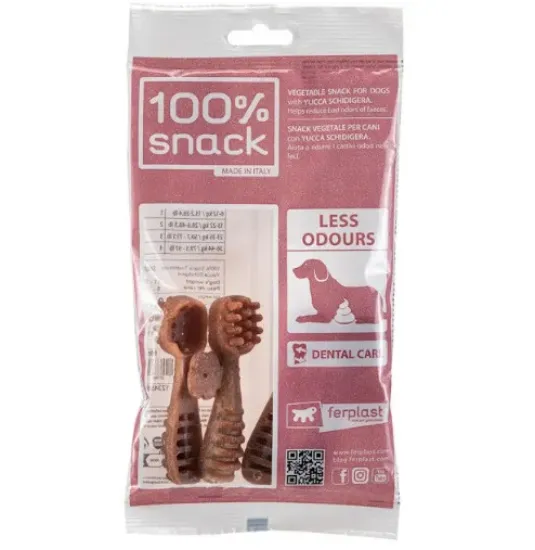 Снимка на Ferplast Snack Fillable Medium - Toothbrush Yucca – Натурални и вегетариански дентални стикове във форма на четка за зъби за кучета с юка, 88 гр.