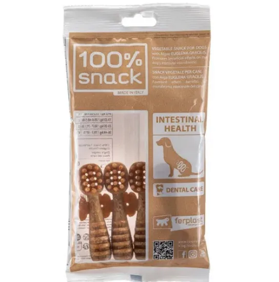 Снимка на Ferplast Snack Fillable Medium - Toothbrush Euglena – Натурални и вегетариански дентални стикове за кучета във форма на четка за зъби с еуглена грацилис, 88 гр.