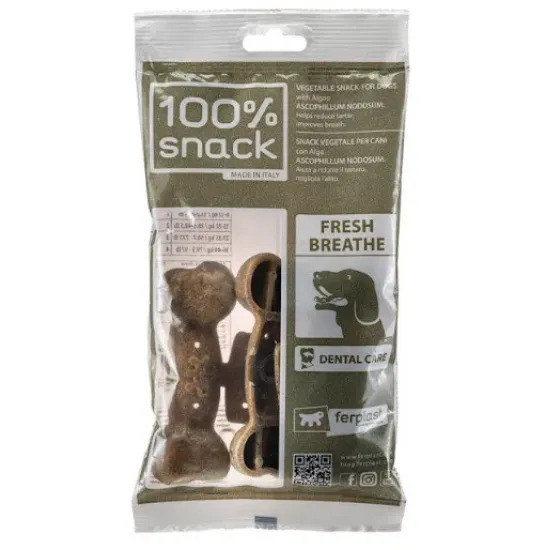 Снимка на Ferplast Snack Fillable - Bone Ascophillum Medium – Натурални и вегетариански дентални стикове за кучета във форма на кокал с аскофилум, 105 гр.