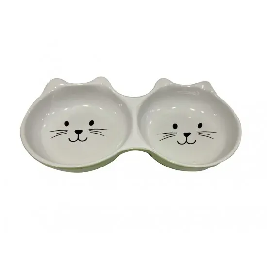 Снимка на Anipro Ceramic double - Керамична купа котки за храна и вода, двойна 2 х 0.15 л
