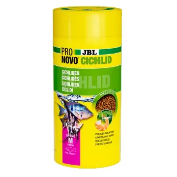 Показвай детайлите за JBL Pronovo Cichlid Grano M - Основна храна за аквариумни рибки, под формата на гранули, за цихлиди (8-20 см) - 1000 мл. 1 - MyPetShop.bg Снимка на JBL Pronovo Cichlid Grano M - Основна храна за аквариумни рибки, под формата на гранули, за цихлиди (8-20 см) - 1000 мл. 1