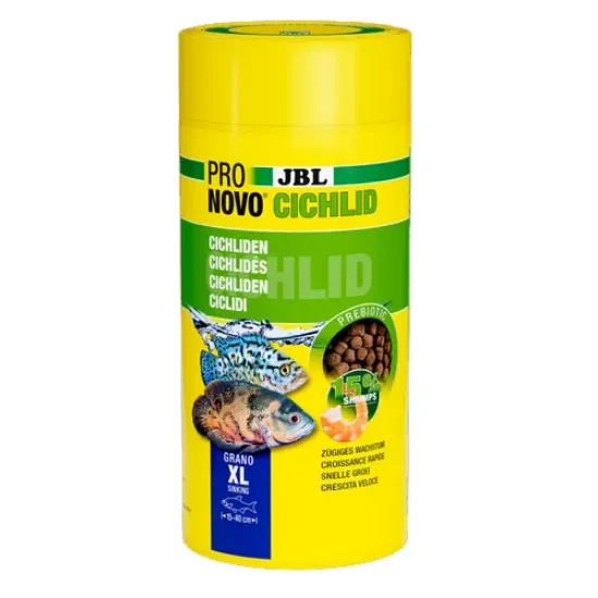 Снимка на JBL Pronovo Cichlid Grano XL - Основна храна за аквариумни рибки, под формата на гранули, за цихлиди (15-25 см) - 1000 мл.