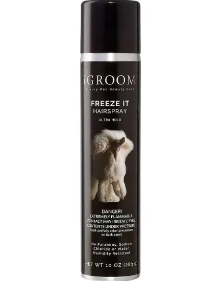 Снимка на Igroom FREEZE IT SPRAY - Лак за кучета за козина с най-добра фиксация, 283 гр.