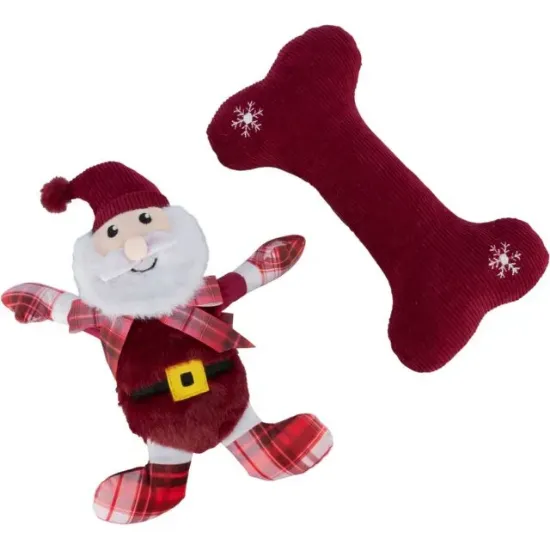Снимка на Trixie Bone and Santa Claus - Коледни играчки за кучета във форма на кокал и Дядо Коледа, 30 см.
