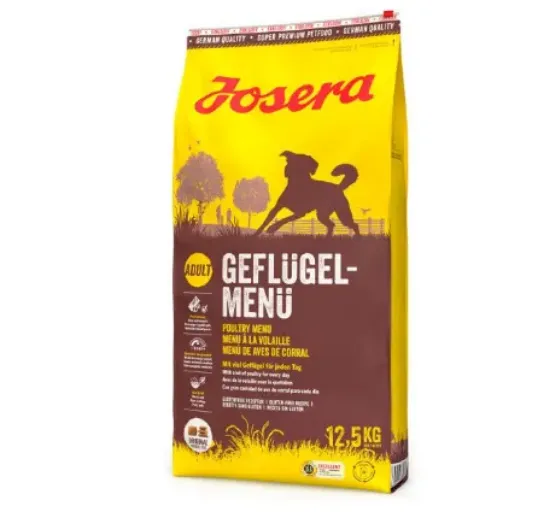 Снимка на JOSERA Poultry Menu - Пълноценна суха храна за израснали кучета над 1 година с пилешко месо, 12.5 кг.