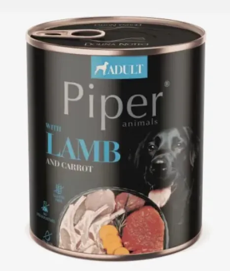 Снимка на Piper Adult Dog - Пълноценна консервирана храна за израснали кучета с агнешко, морков и розмарин, 800 гр