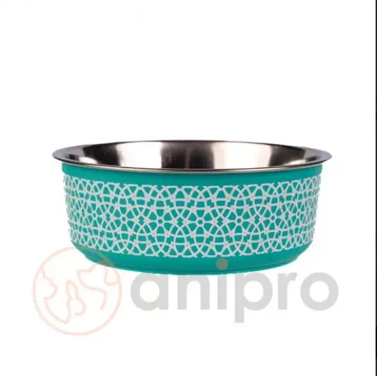 Снимка на Anipro Alpha Fusion - Метална купа за храна и вода за кучета и котки, зелена, 12 см, 0.25 л.